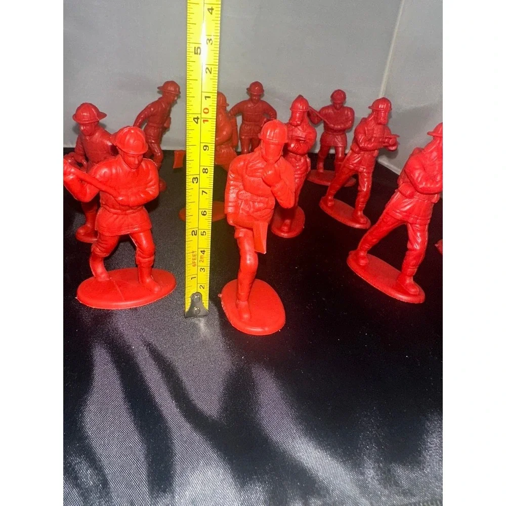 Four Brave Firemen Red Plastic Toy Figures Set of 11 Firefighter Action Poses